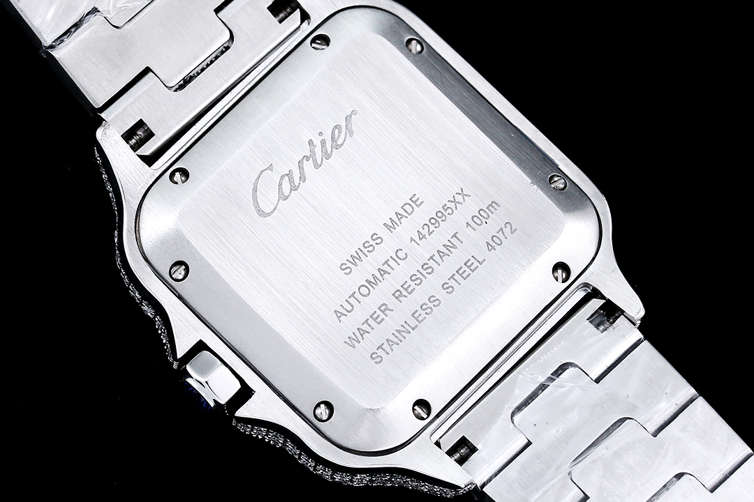 Santos 35mm Diamond Stainless Steel Roman & Arabic Dial Automatic Watch