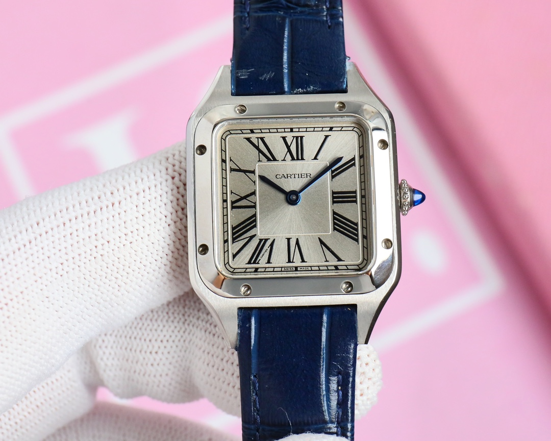 F1 Factory Santos-Dumont Watch Large Model Steel Case Dark Blue Strap