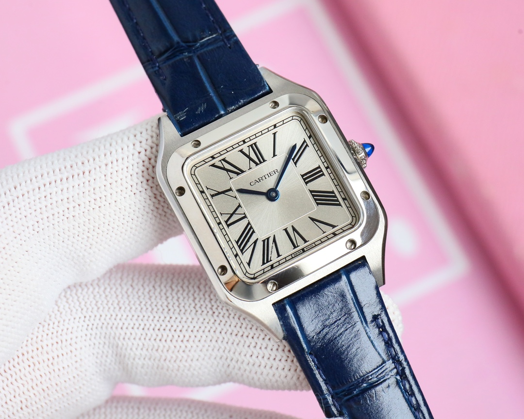 F1 Factory Santos-Dumont Watch Large Model Steel Case Dark Blue Strap
