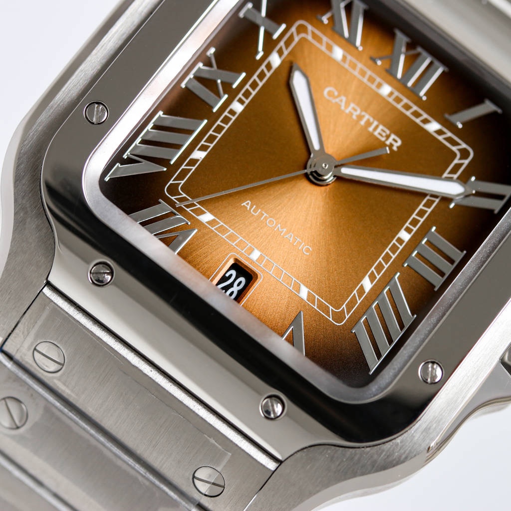 BVF Super Clone Santos Two Size | Silver Case | Brown Dial & Steel Strap