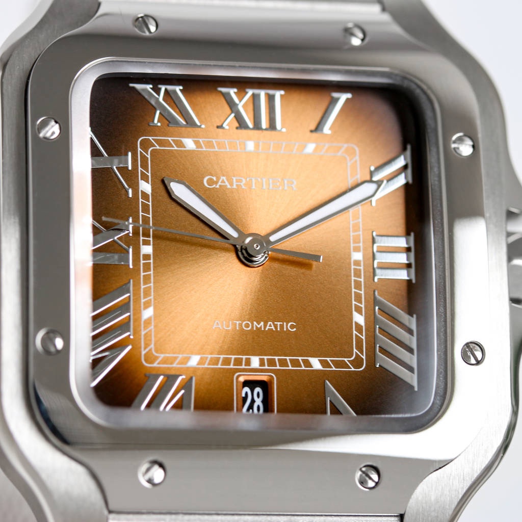 BVF Super Clone Santos Two Size | Silver Case | Brown Dial & Steel Strap