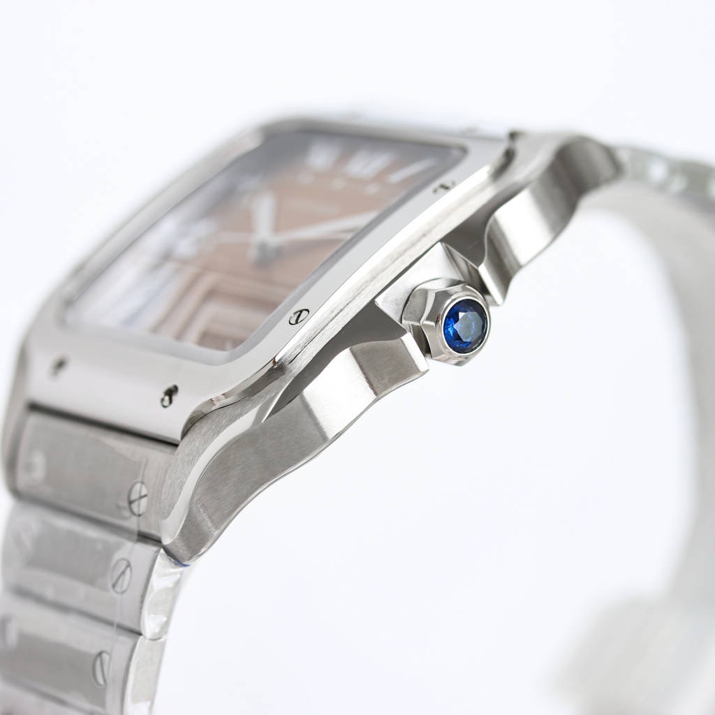 BVF Super Clone Santos Two Size | Silver Case | Brown Dial & Steel Strap
