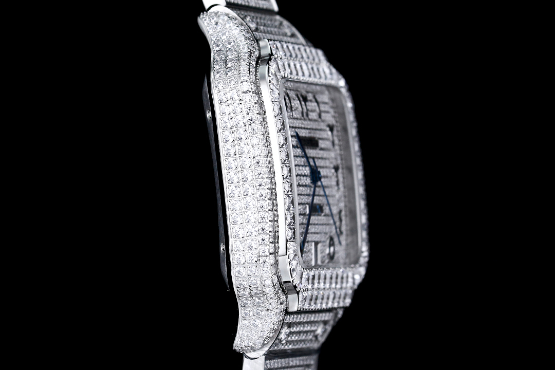 Santos 35mm Diamond Stainless Steel Roman & Arabic Dial Automatic Watch