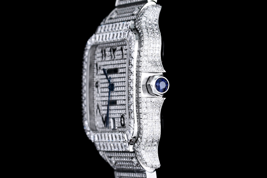 Santos 35mm Diamond Stainless Steel Roman & Arabic Dial Automatic Watch