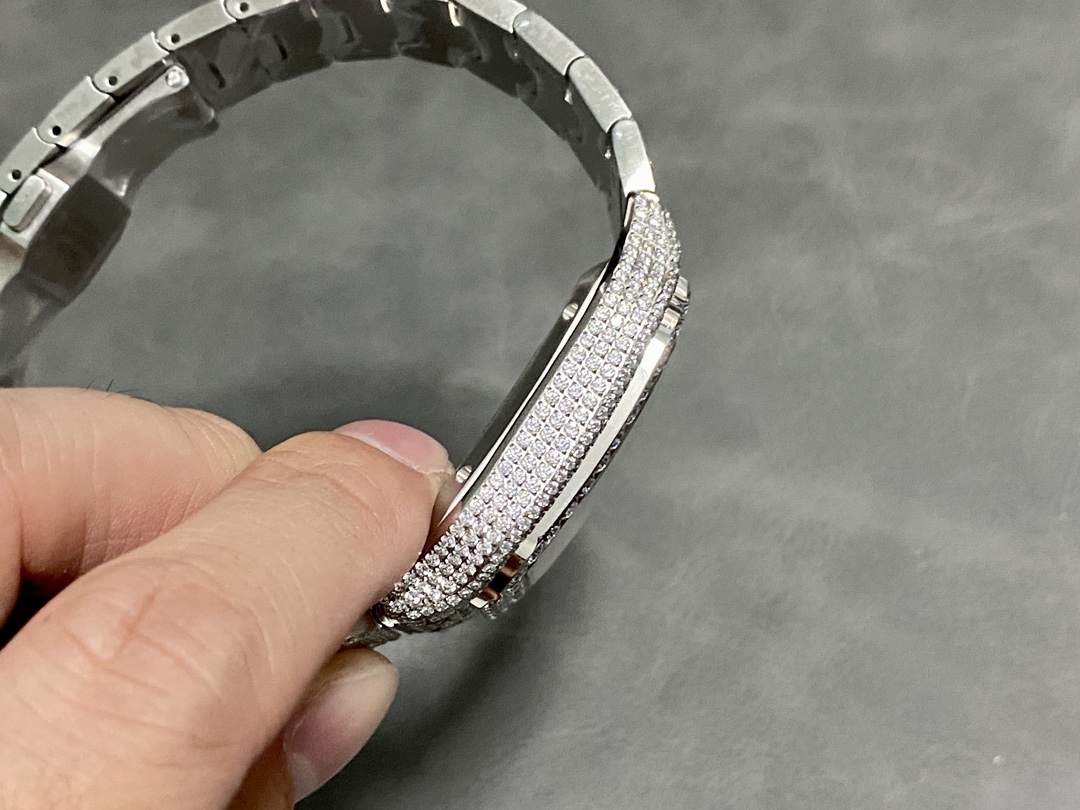 Santos Large Diamond Stainless Steel Watch