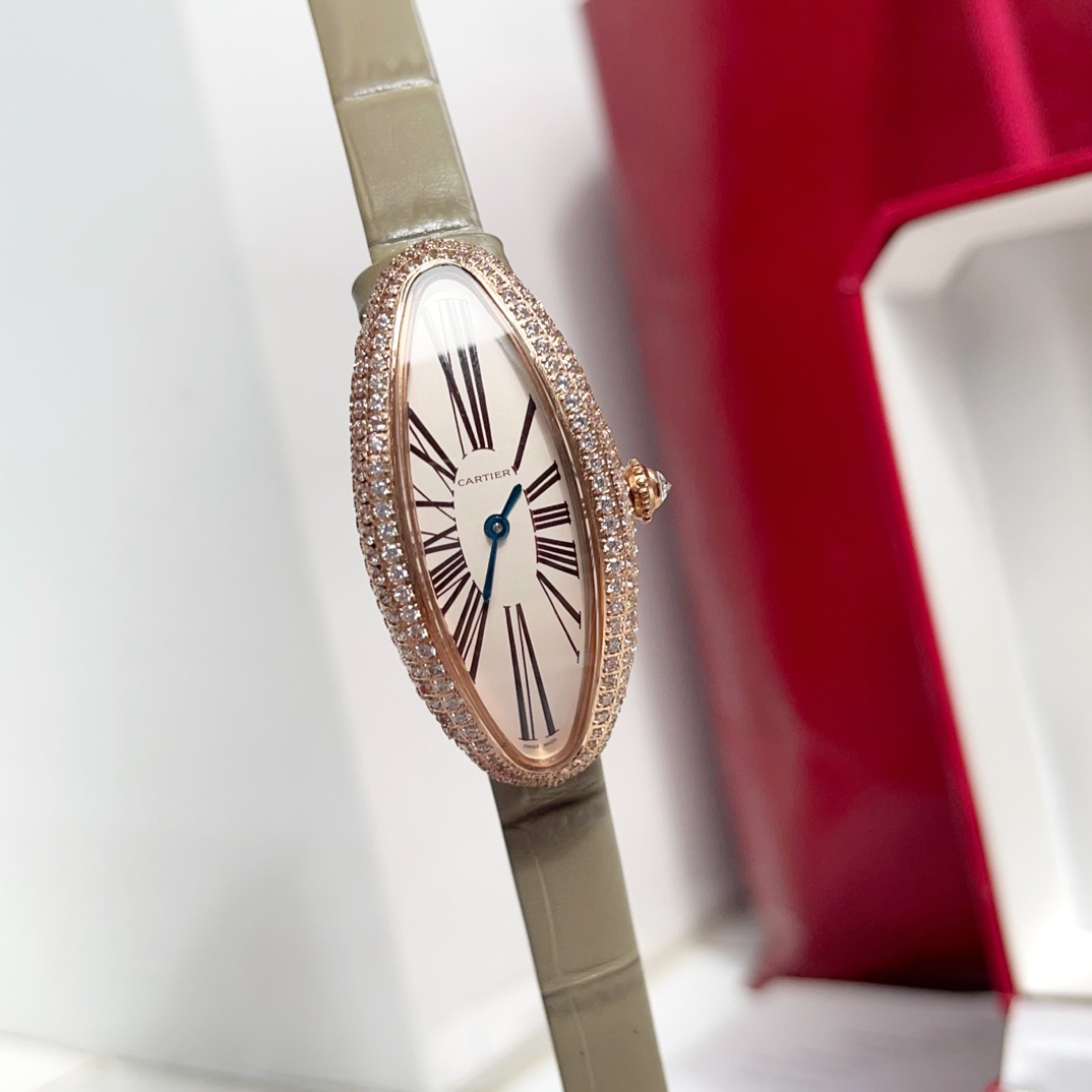 Baignoire Allongee Diamonds Silver Ladies Watch