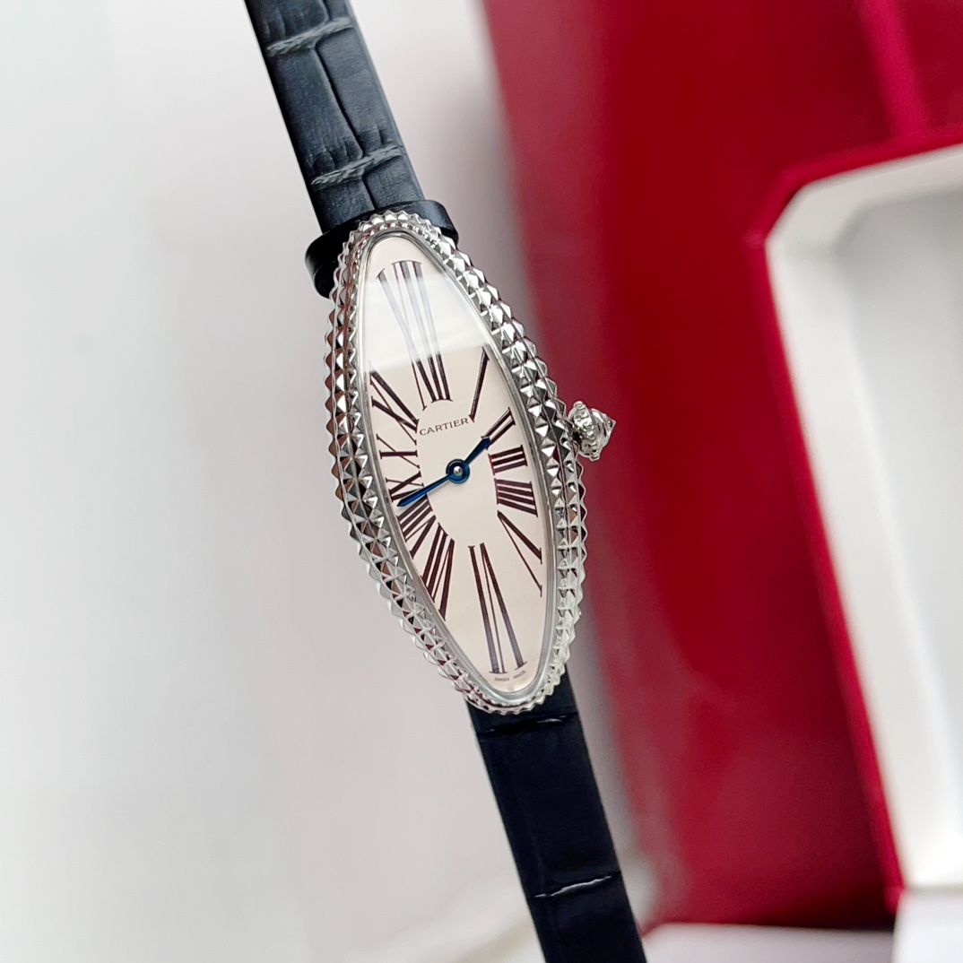 Baignoire Allongee Diamonds Silver Ladies Watch