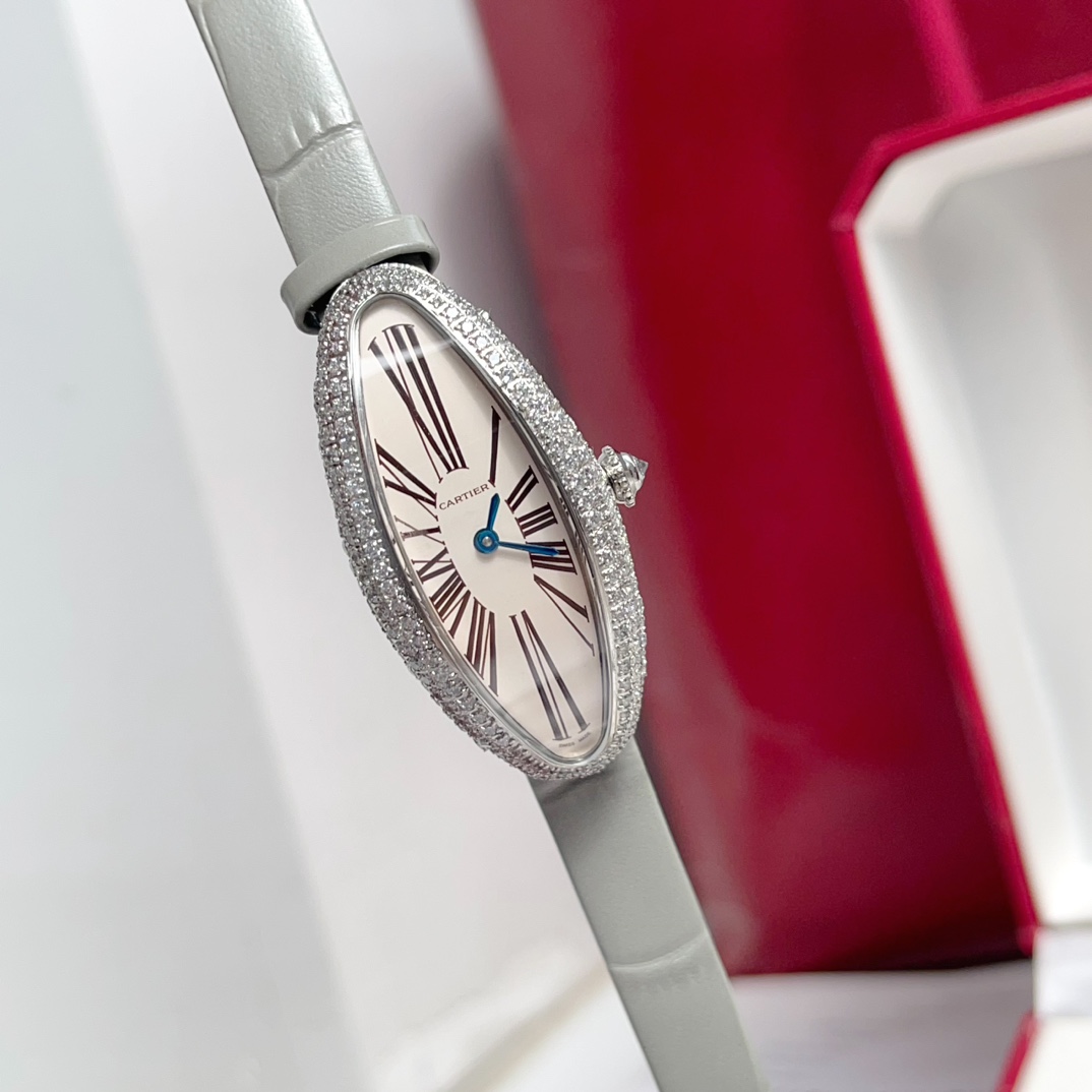 Baignoire Allongee Diamonds Silver Ladies Watch