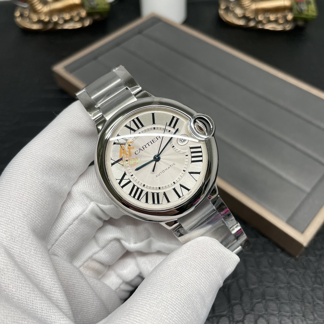 Ballon Bleu 36mm Stainless Steel Watch Silver Roman Dial