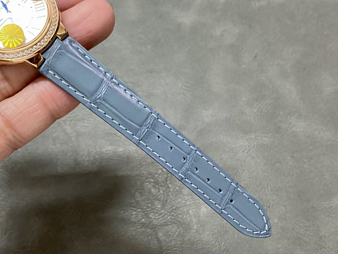 Ballon Bleu 33mm Diamond Rose Gold Grey Alligator Watch