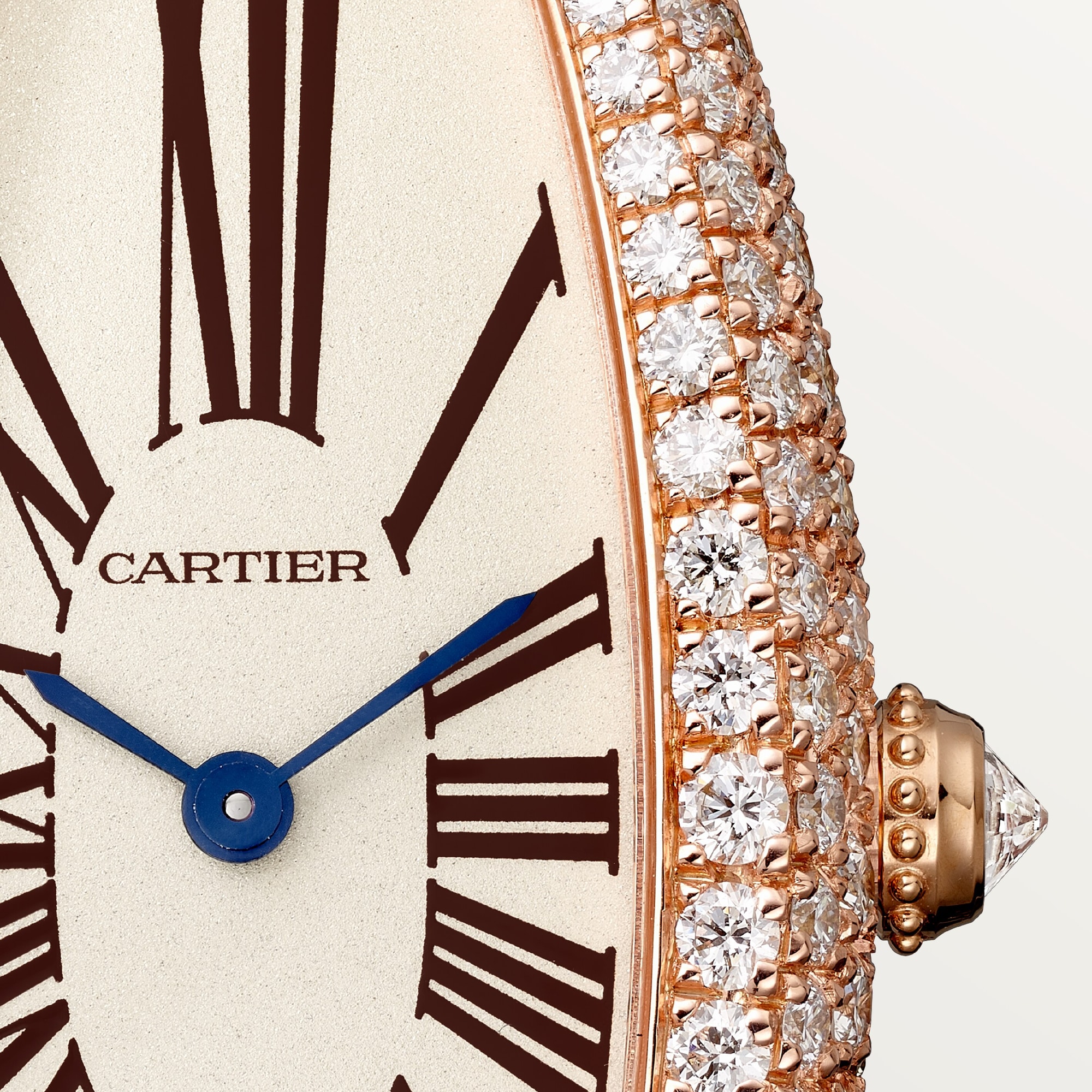 Back view of the Dupe Baignoire Allongée Watch Medium Model showcasing the rose gold case and leather strap.