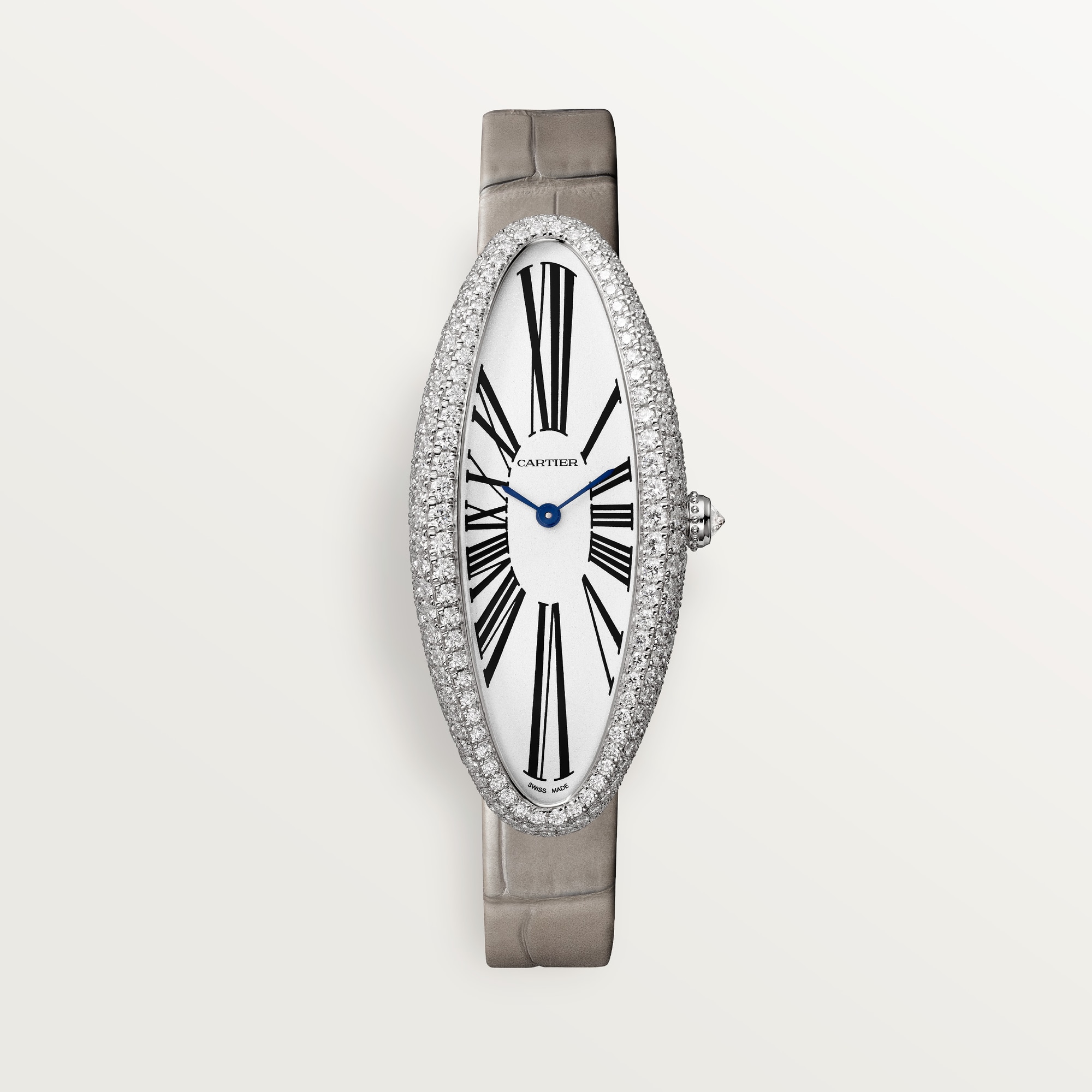 Dupe Baignoire Allongée Watch Medium Model with a white gold case shown on a wrist.