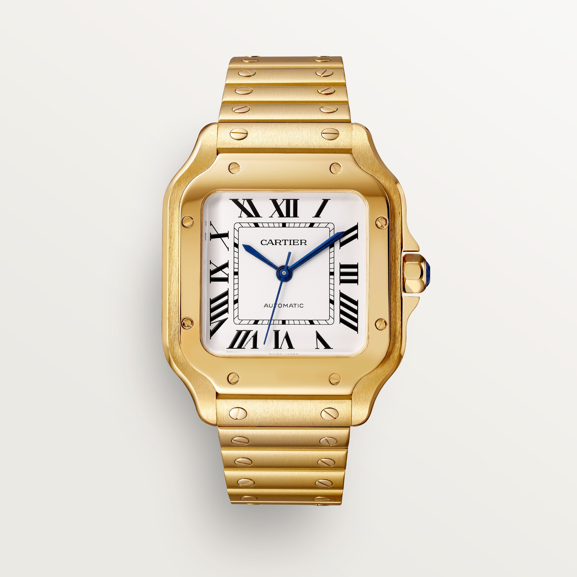 The full gold Cartier Santos is the ultimate power statement.This iconic watch is all about bold, unapologetic luxury.
