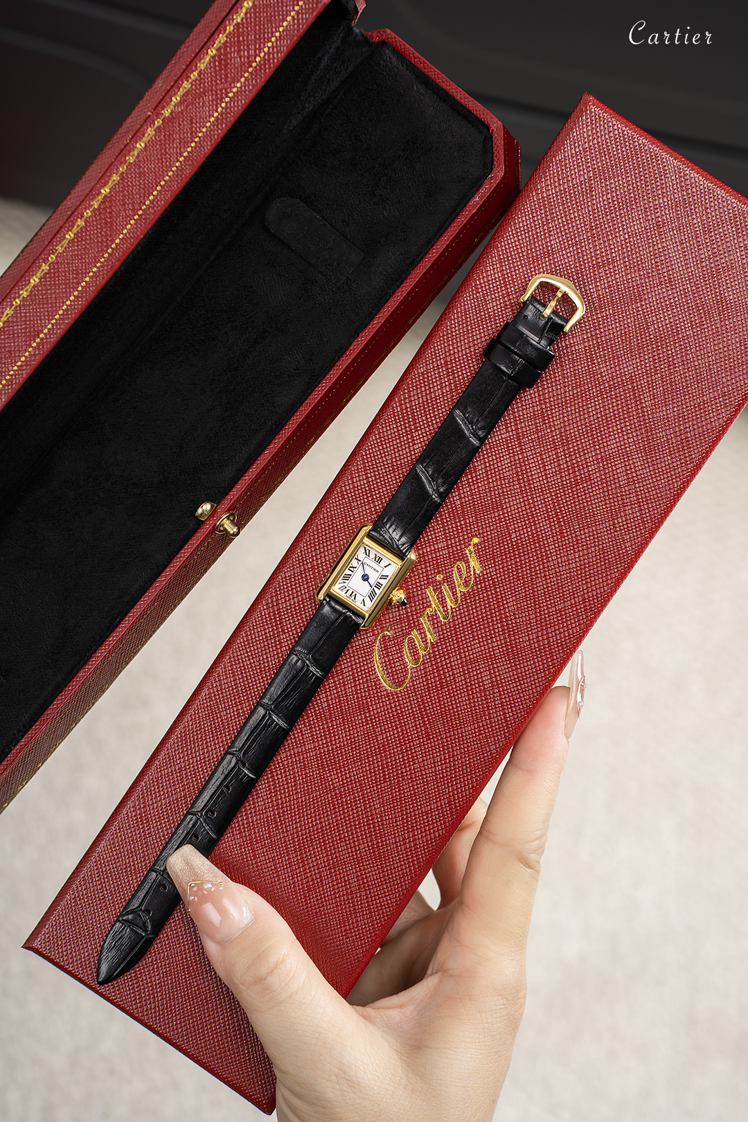 Dupe Tank Louis Watch Mini Model Yellow Gold Colors Case