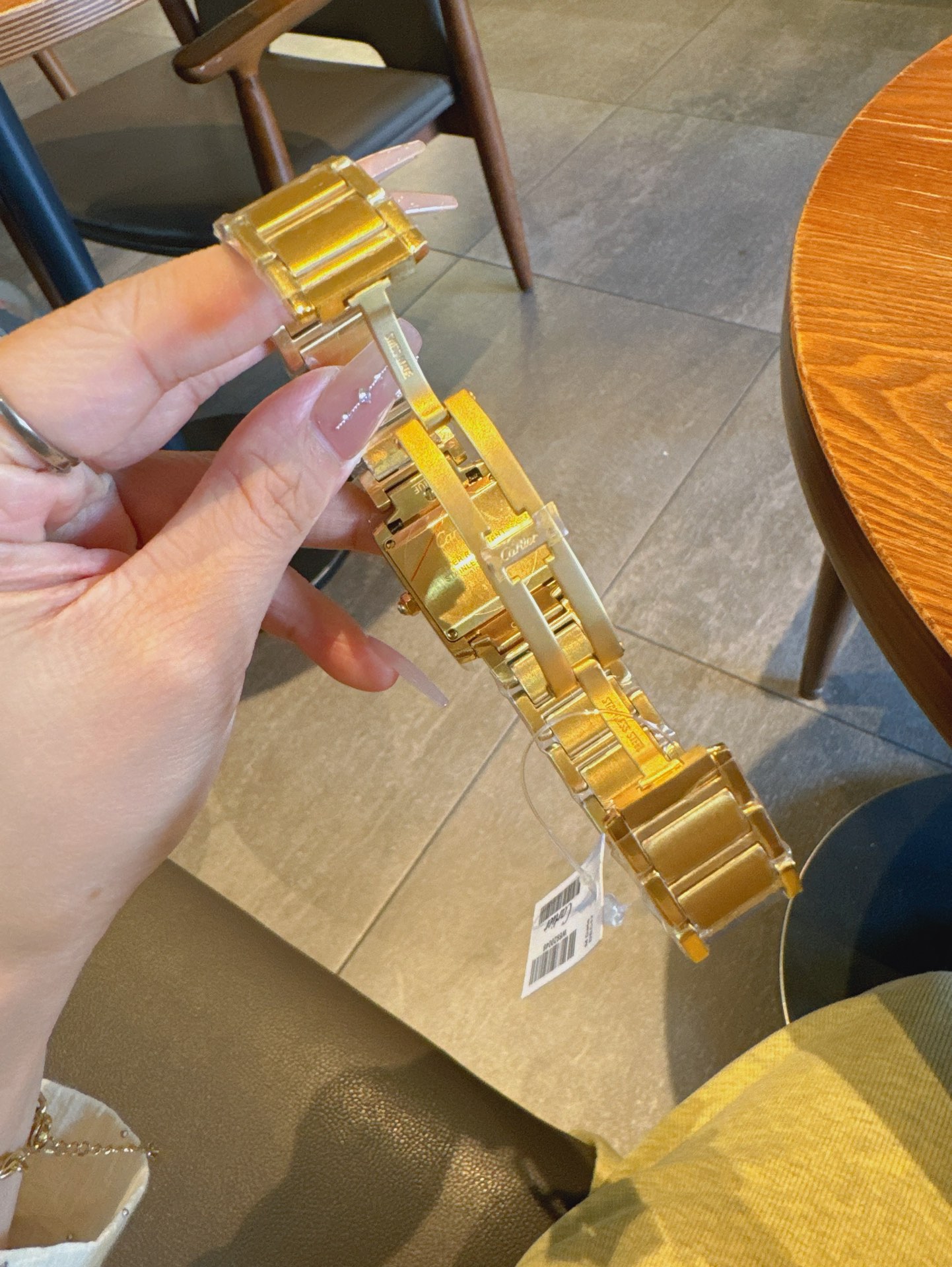 Dupe Tank Française Watch Medium Model Yellow Gold Case With Diamonds