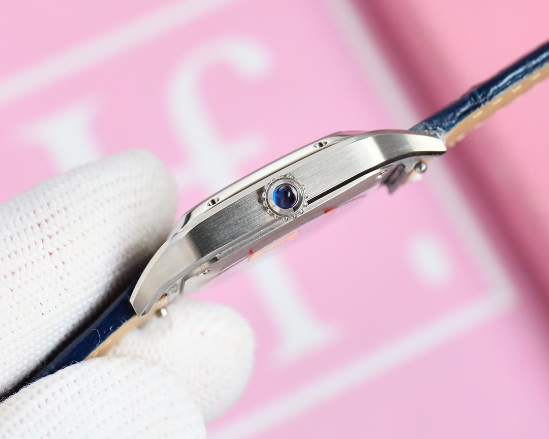 F1 Factory Santos-Dumont Watch Large Model Steel Case Dark Blue Strap