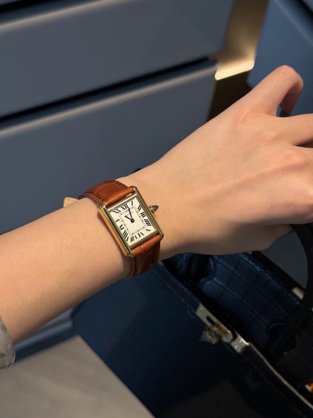 Dupe Tank Louis Watch Small Model Yellow Gold Colors Case