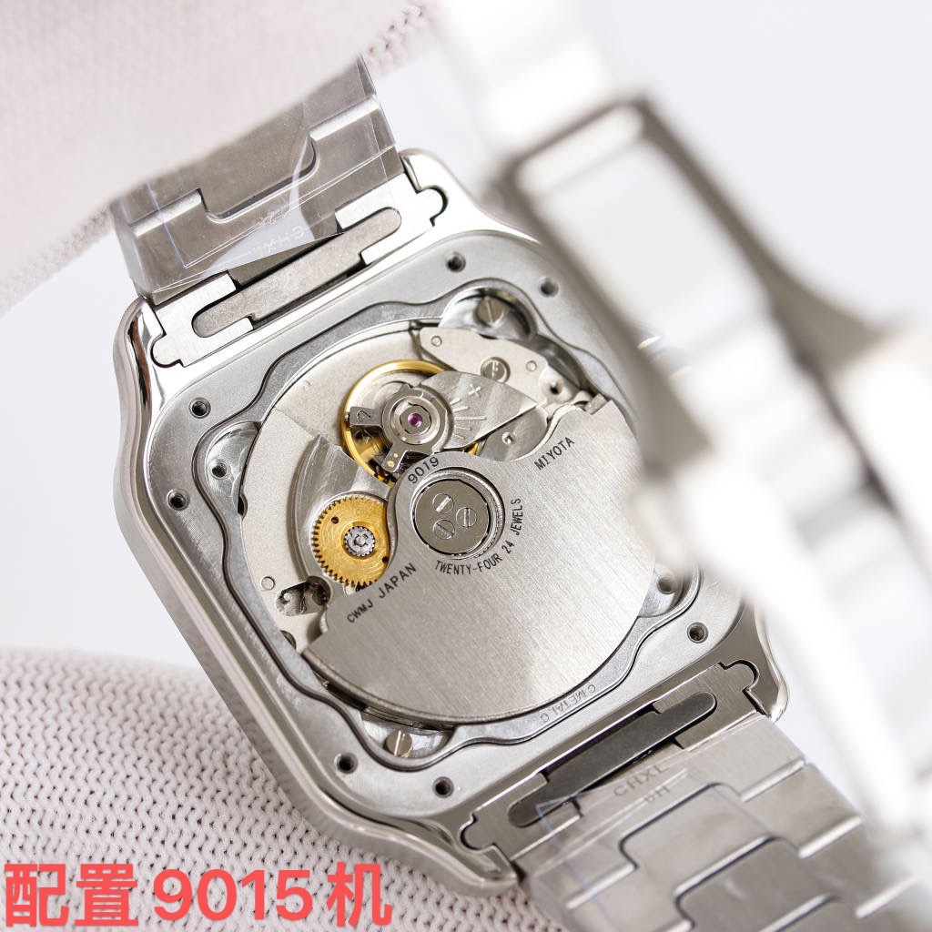 BVF Super Clone Santos | Silver Case with Diamonds | White Dial & Steel Strap