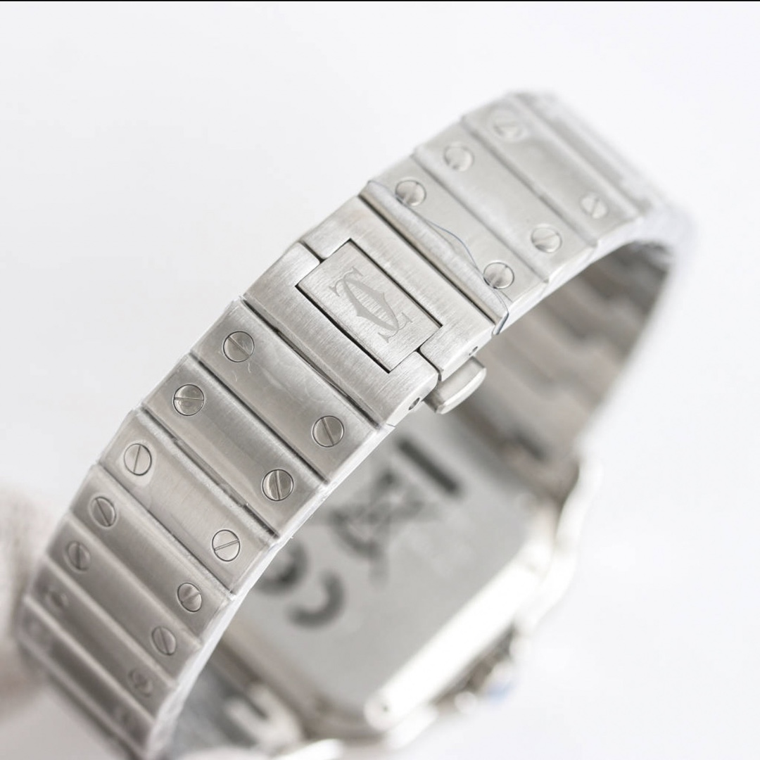 BVF Super Clone Santos | Silver Case with Diamonds | White Dial & Steel Strap