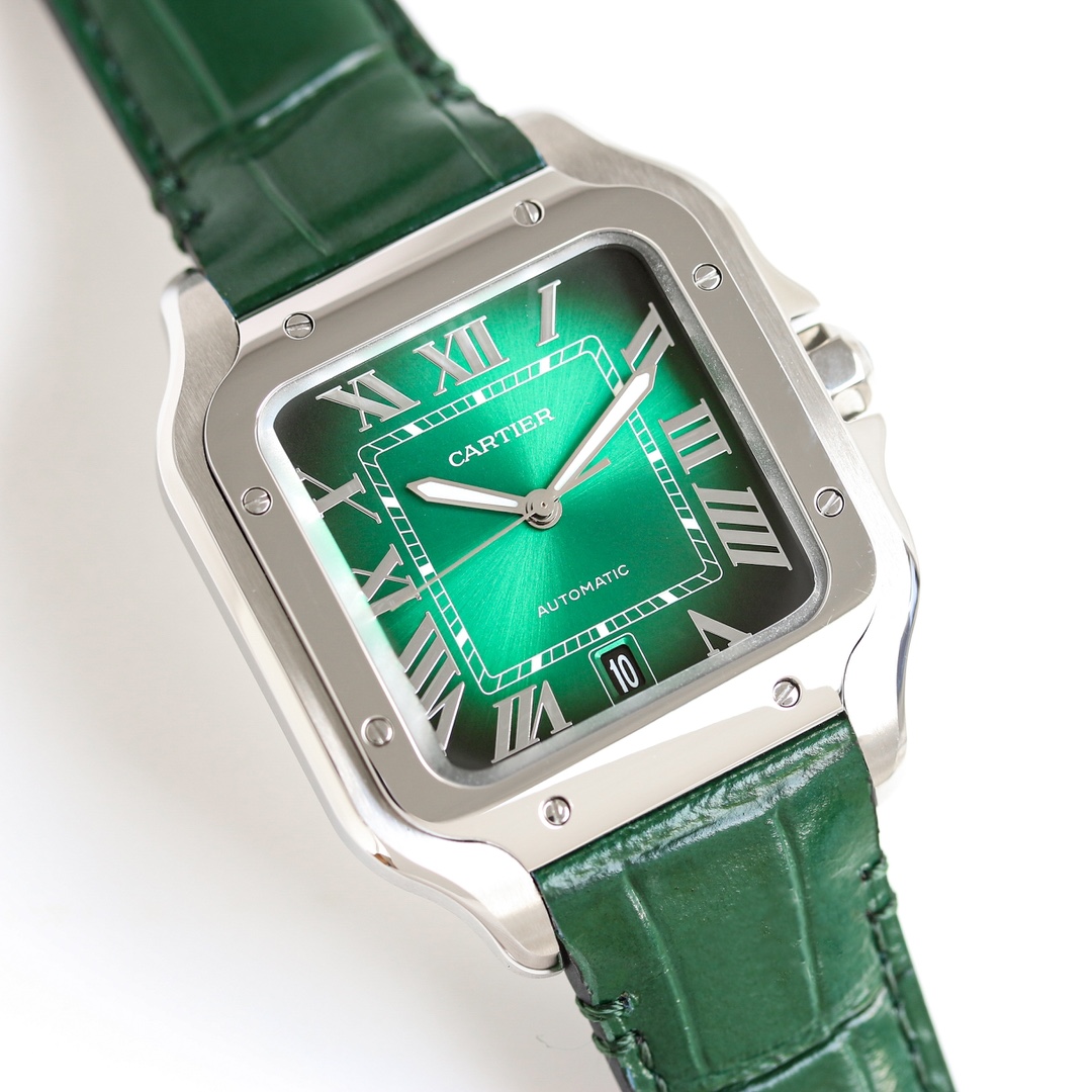 BVF Super Clone Santos Large Size | Silver Case | Green Dial & Green Strap