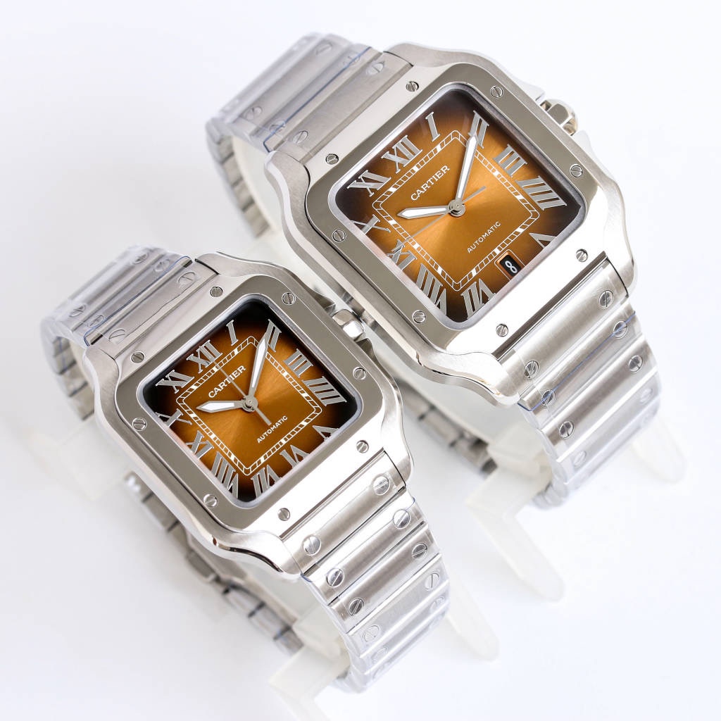 BVF Super Clone Santos Two Size | Silver Case | Brown Dial & Steel Strap