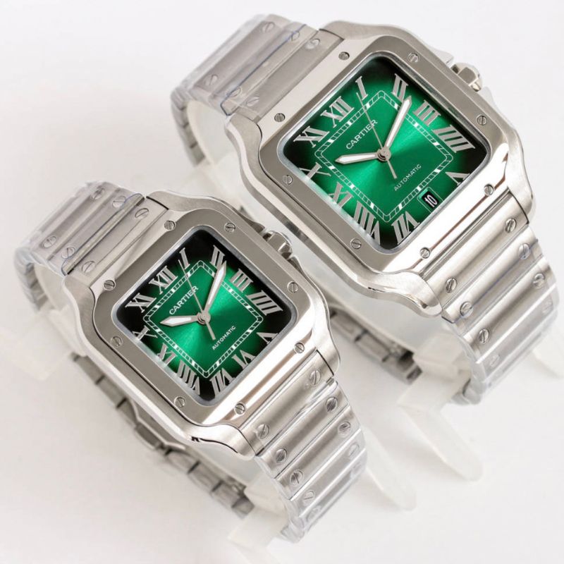 BVF Super Clone Santos Two Size | Silver Case | Green Dial & Steel Strap
