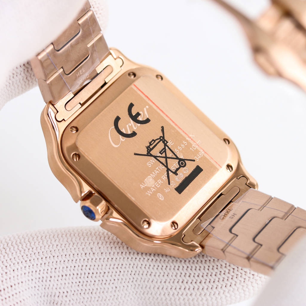 BVF Super Clone Santos Medium Size | Rose Gold Case | White Dial & Steel Strap