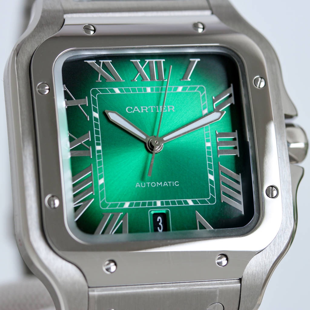 BVF Super Clone Santos Two Size | Silver Case | Green Dial & Steel Strap
