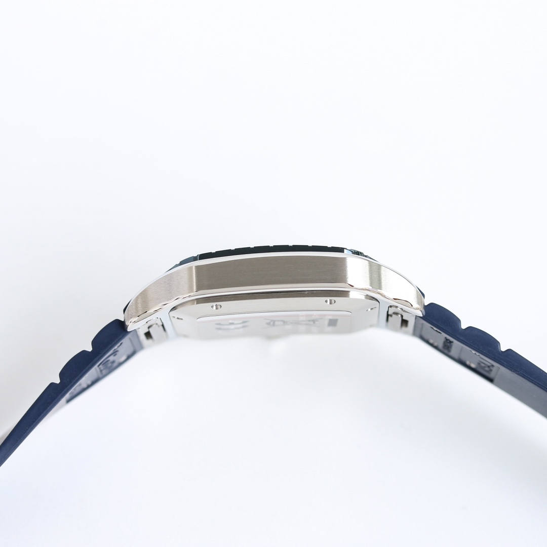 BVF Super Clone Santos Large Size | Blue Silver Case | Blue Dial & Blue Plastic Strap