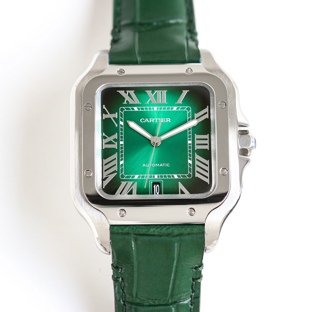 BVF Super Clone Santos Large Size | Silver Case | Green Dial & Green Strap