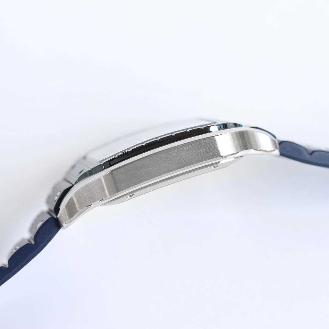 BVF Super Clone Santos Large Size | Blue Silver Case | White Dial & Blue Plastic Strap