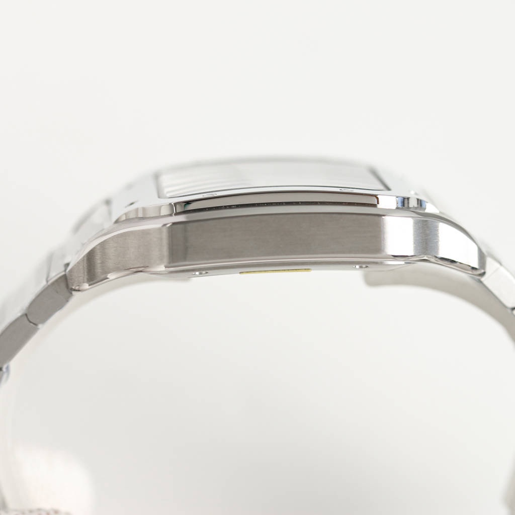 BVF Super Clone Santos Large Size | Silver Case | Black Silver Dial & Steel Strap