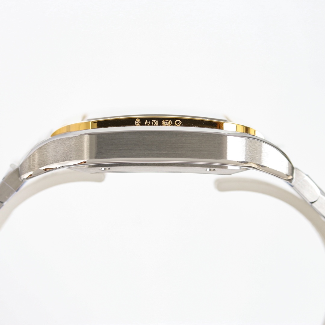 BVF Super Clone Santos Large Size | Gold Silver Case | Black Silver Dial & Steel Strap