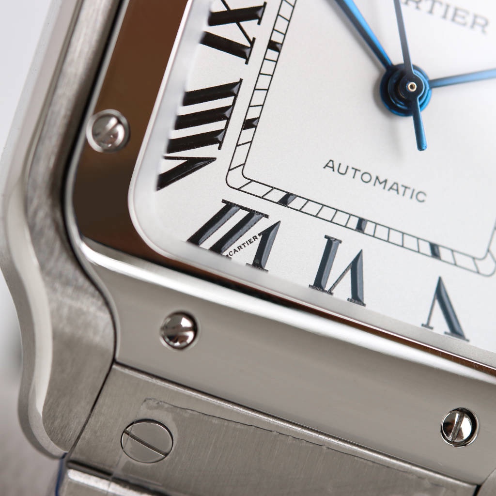 BVF Super Clone Santos Medium Size | Silver Case | White Dial & Steel Strap