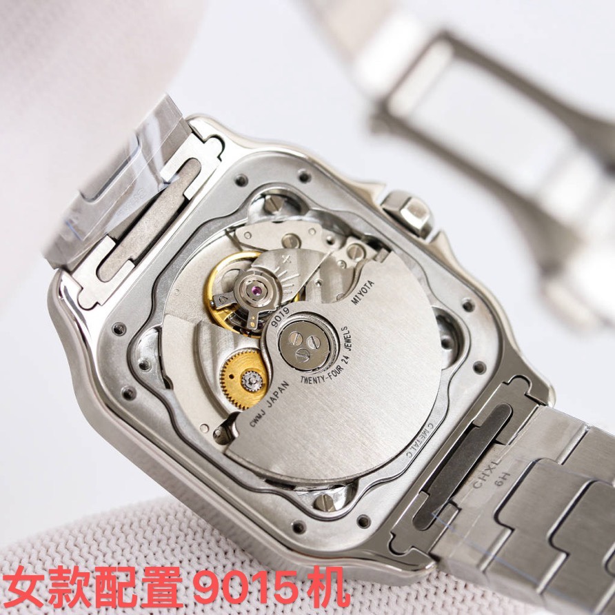 BVF Super Clone Santos Medium Size | Silver Case | White Dial & Steel Strap