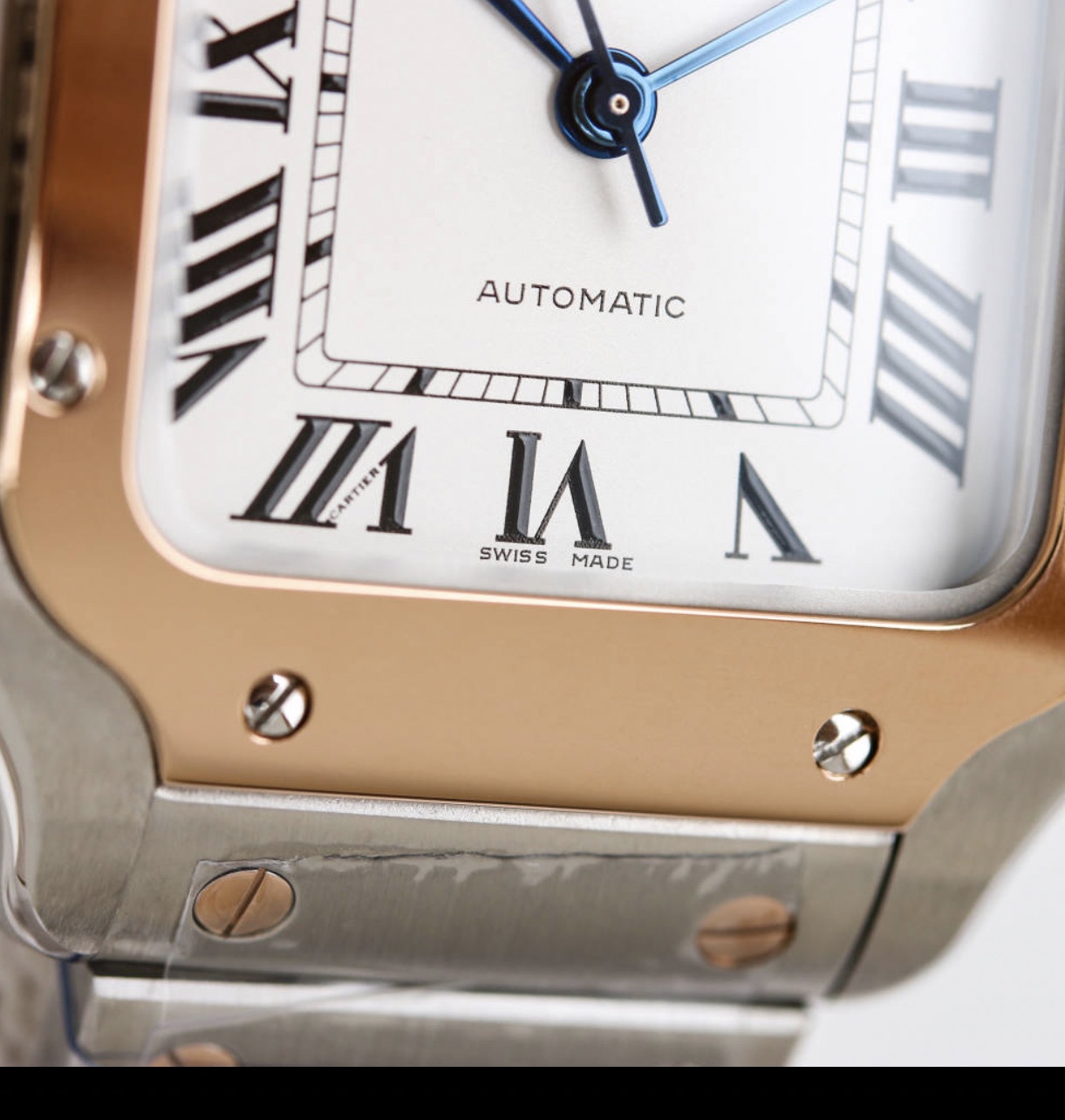 BVF Super Clone Santos Medium Size | Rose Two-Tone Case | White Dial & Steel Strap