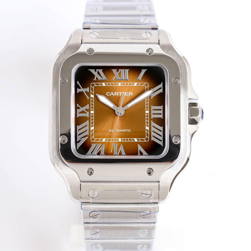 BVF Super Clone Santos Two Size | Silver Case | Brown Dial & Steel Strap