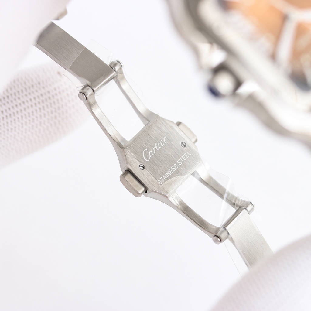 BVF Super Clone Santos Two Size | Silver Case | Brown Dial & Steel Strap