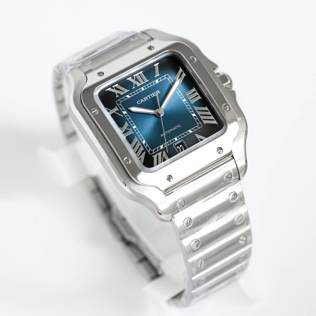 BVF Super Clone Santos Two Size | Silver Case | Blue Dial & Steel Strap