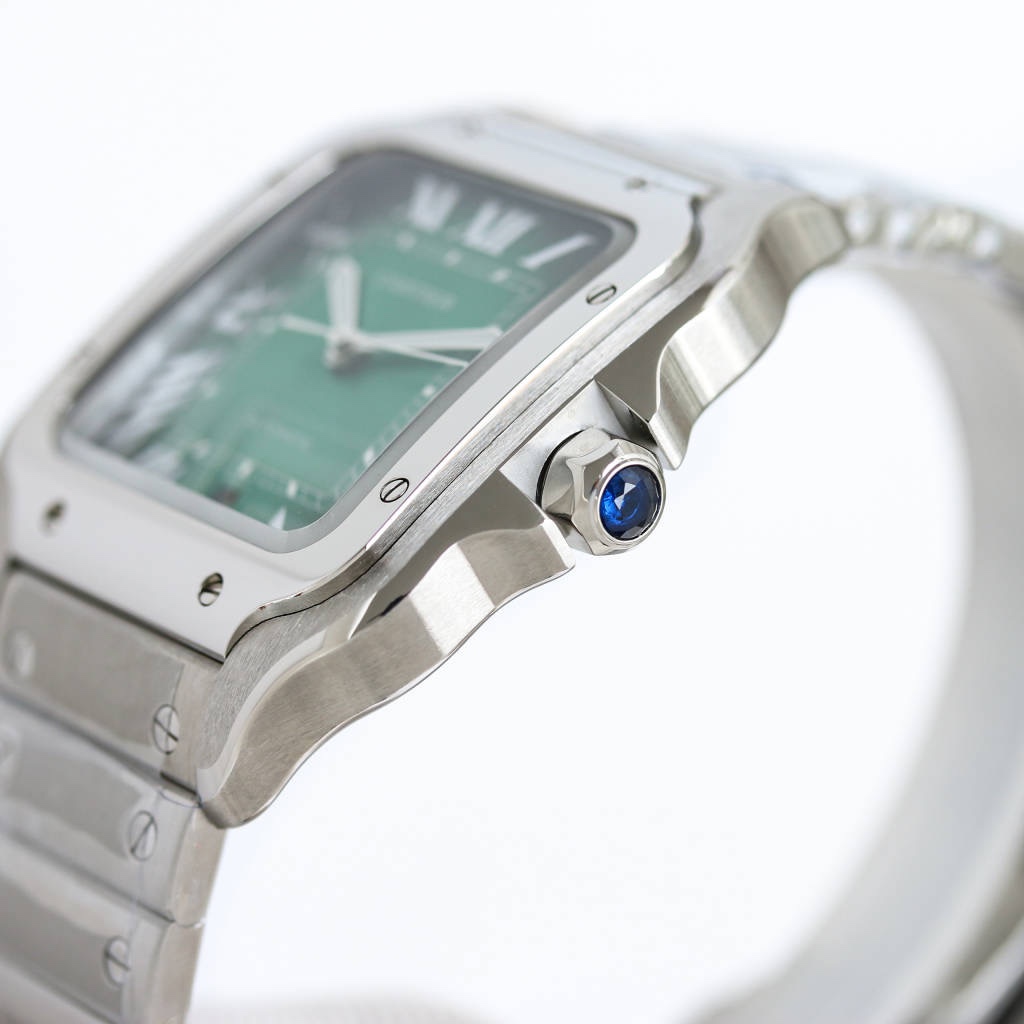 BVF Super Clone Santos Two Size | Silver Case | Green Dial & Steel Strap