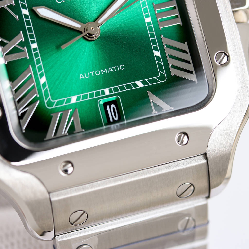 BVF Super Clone Santos Two Size | Silver Case | Green Dial & Steel Strap