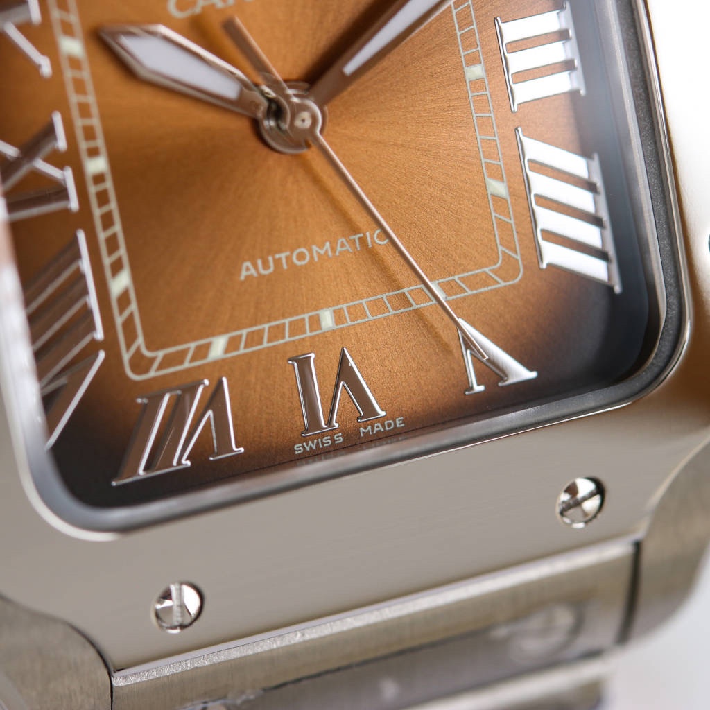 BVF Super Clone Santos Two Size | Silver Case | Brown Dial & Steel Strap