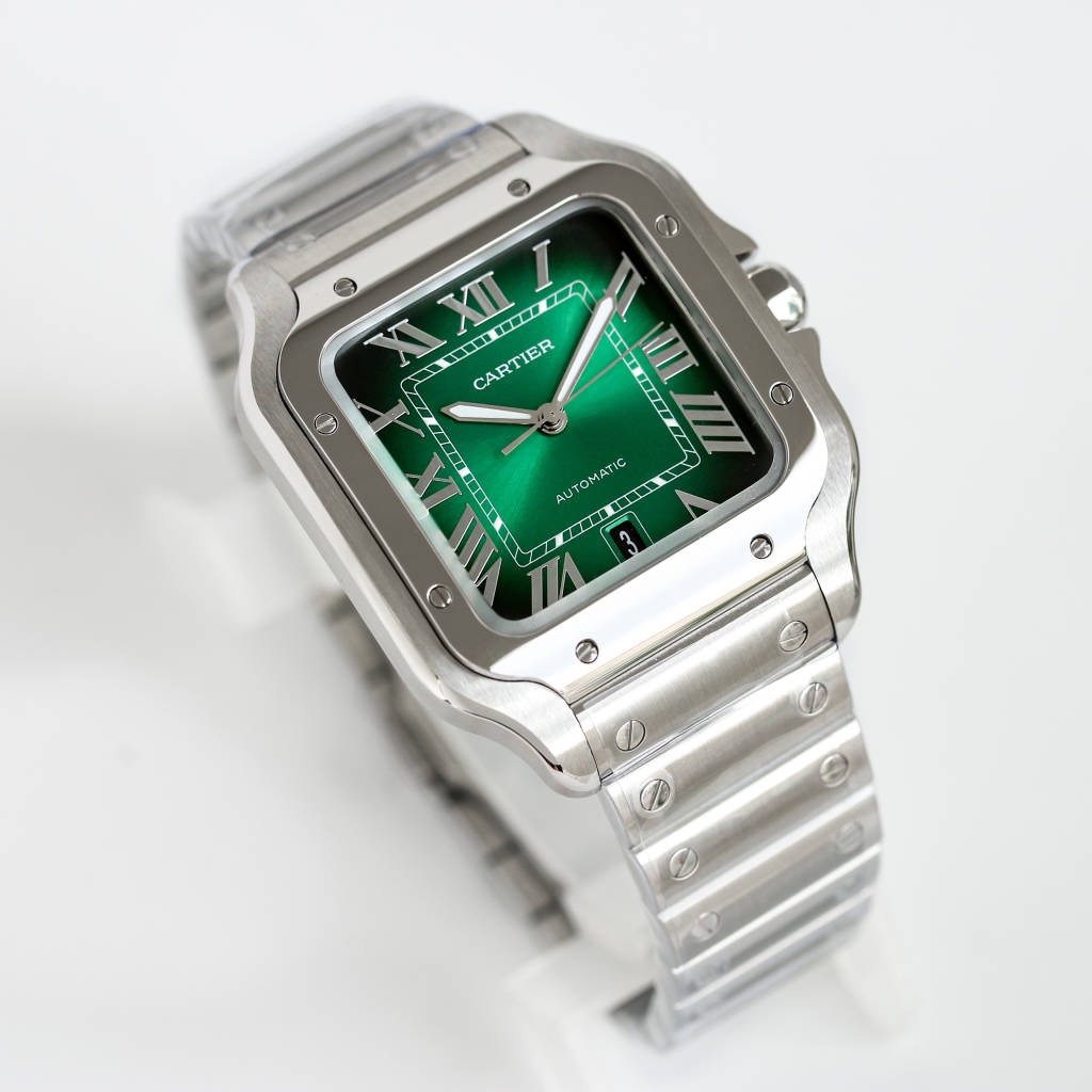 BVF Super Clone Santos Two Size | Silver Case | Green Dial & Steel Strap