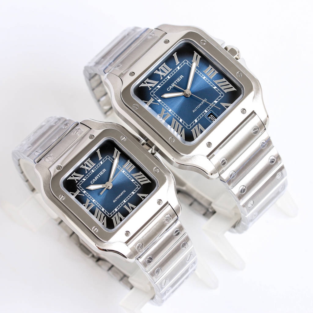 BVF Super Clone Santos Two Size | Silver Case | Blue Dial & Steel Strap