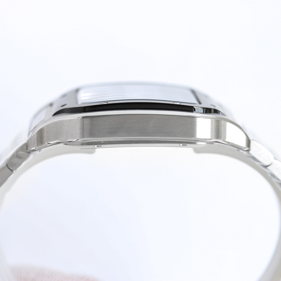 BVF Super Clone Santos Large Size | Black Silver Case | Black Dial & Steel Strap