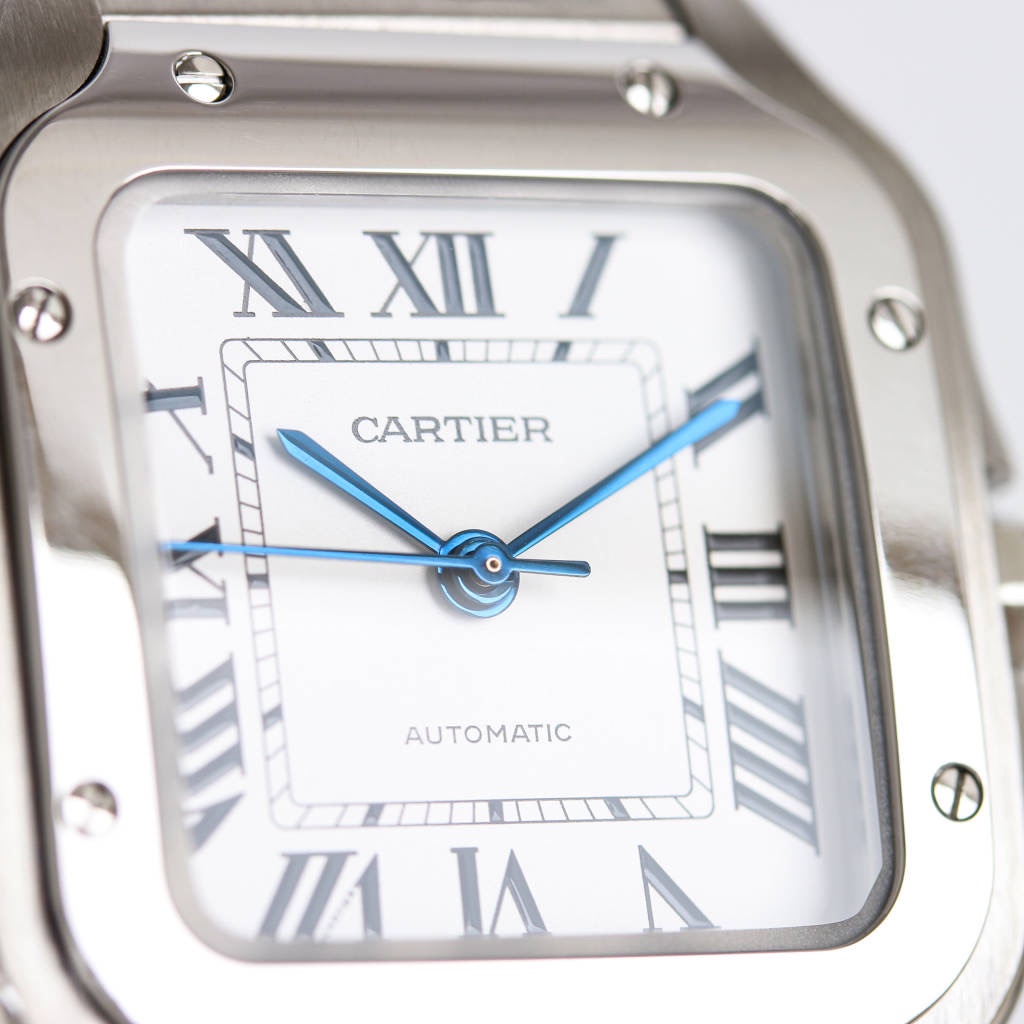 BVF Super Clone Santos Medium Size | Silver Case | White Dial & Steel Strap