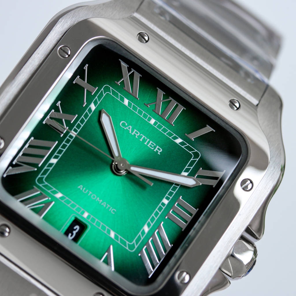 BVF Super Clone Santos Two Size | Silver Case | Green Dial & Steel Strap
