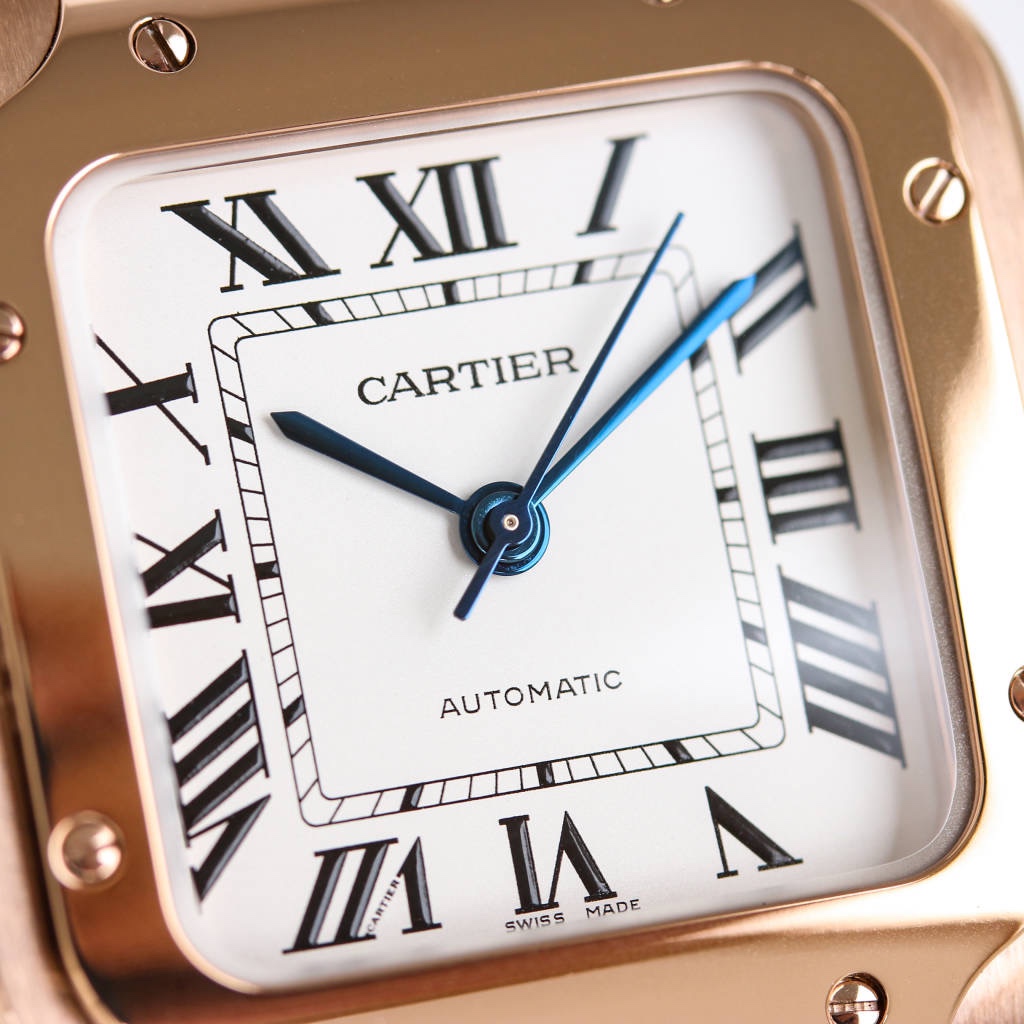 BVF Super Clone Santos Medium Size | Rose Gold Case | White Dial & Steel Strap