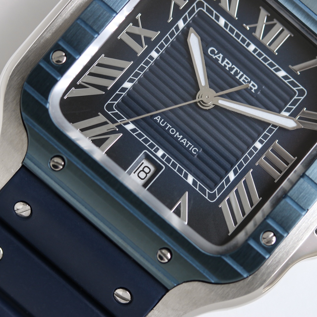 BVF Super Clone Santos Large Size | Blue Silver Case | Blue Dial & Blue Plastic Strap