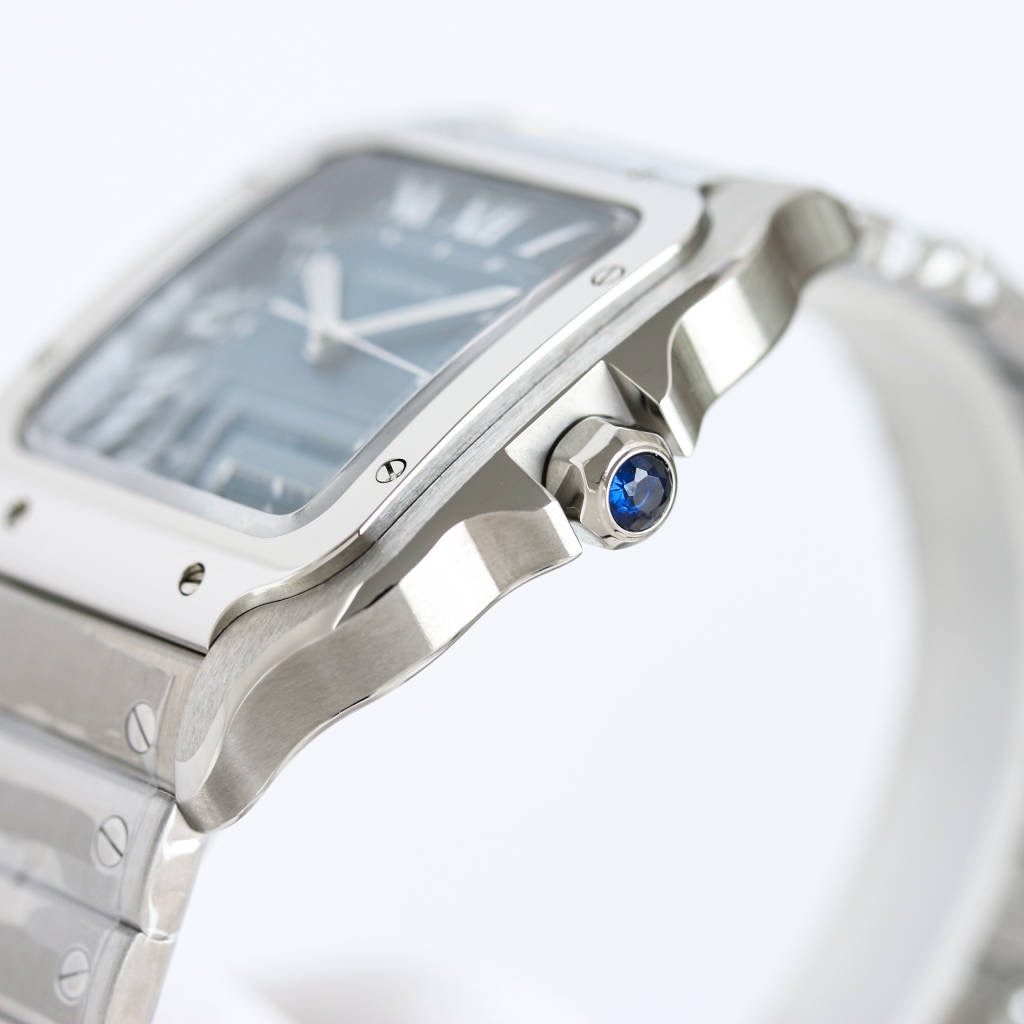 BVF Super Clone Santos Two Size | Silver Case | Blue Dial & Steel Strap